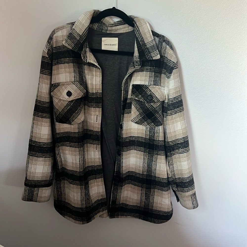 Longer shacket in plaid
